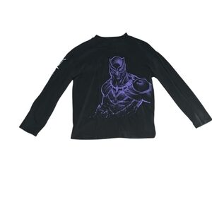 Black | Long Sleeve Shirt | with Purple Black Panther Graphic | Size XL | Kids